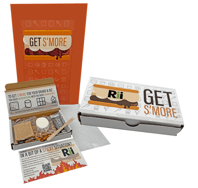 Get S'MORE Campaign Artwork with orange padded envelop and units staged infront